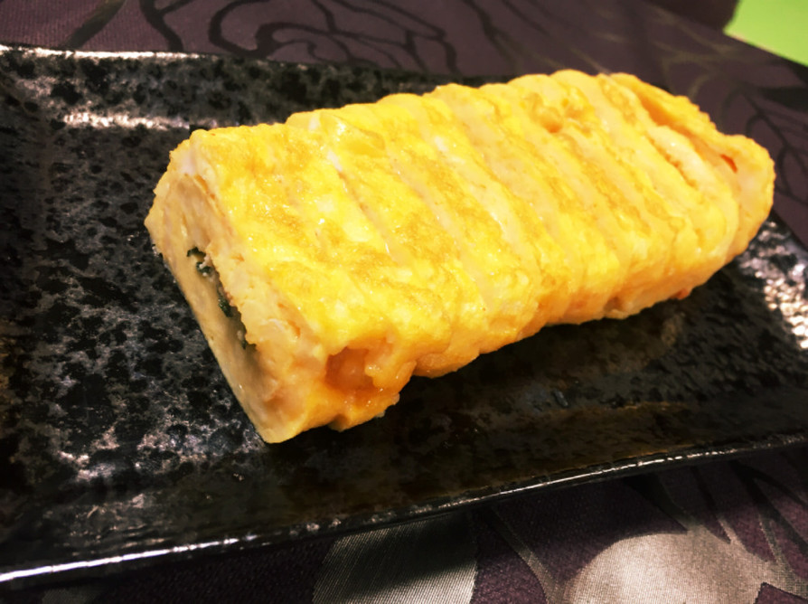 大葉と明太子チーズのふわふわ卵焼きの画像