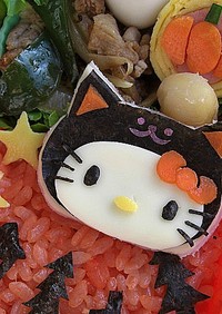ハロウィン　黒猫キティのキャラ弁