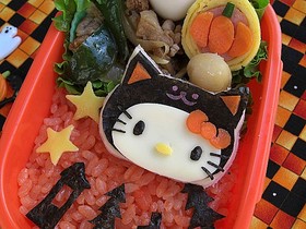 ハロウィン 黒猫キティのキャラ弁