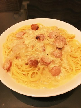 簡単新玉ねぎとウインナーでカルボナーラ風