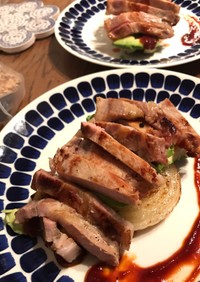 燻製豚ロース肉と野菜のグリル