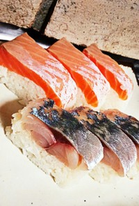 母の日にサーモンと〆鯖の押し寿司❣