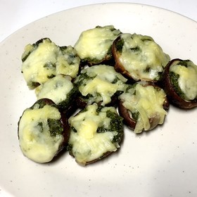 椎茸の青のりマヨチーズ焼き