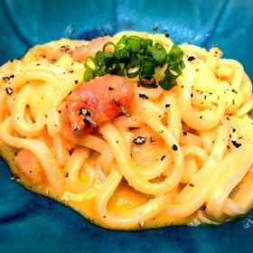 2分で出来る♪簡単明太カルボナーラうどん