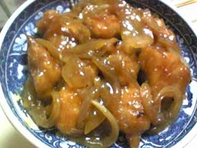 から揚げと玉ねぎ甘煮。