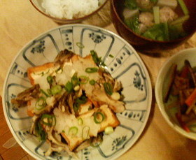 焼いた厚揚げ&まいたけのおろしのせ