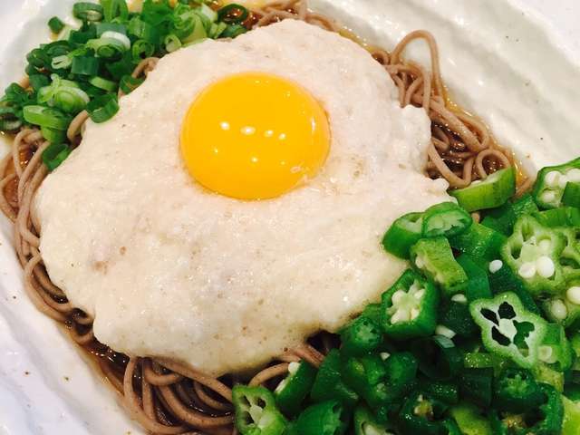 グルテンフリー 十割蕎麦オクラと山芋がけ レシピ 作り方 By
