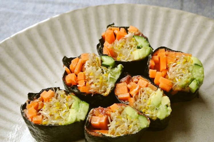不動の人気no1 野菜海苔巻き レシピ 作り方 By Mij100 クックパッド 簡単おいしいみんなのレシピが358万品