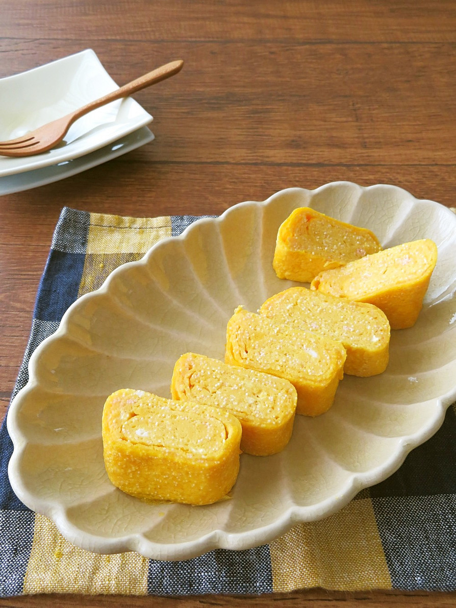 お弁当に人気☆明太バターしょうゆの卵焼きの画像