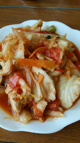ローソンのカット野菜と鶏胸肉の適当炒め