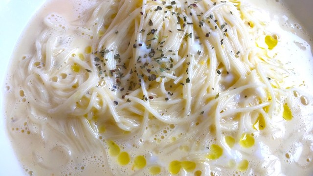 素麺アレンジ お手軽スープカルボナーラ レシピ 作り方 By 藤井２１ クックパッド 簡単おいしいみんなのレシピが359万品