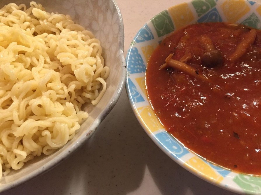 サッポロ一番トマト煮込みつけ麺☆みそ風味の画像