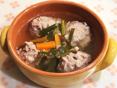 豚ひき肉とニラの☆肉団子スープの写真