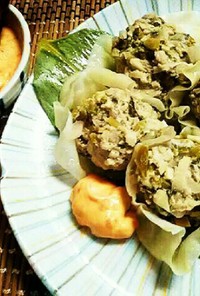 ピリ辛マヨネーズで食べる♪高菜と筍の焼売