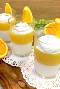 簡単2層のゼリー☆ミルク&オレンジ