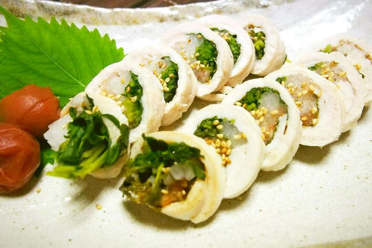レンジで 柔らかささ身の梅しそ大根巻き レシピ 作り方 By 結衣 クックパッド