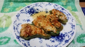 ピーマンの鶏肉詰め照り焼き