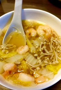 エビ白菜えのきの中華スープ☆簡単さっぱり
