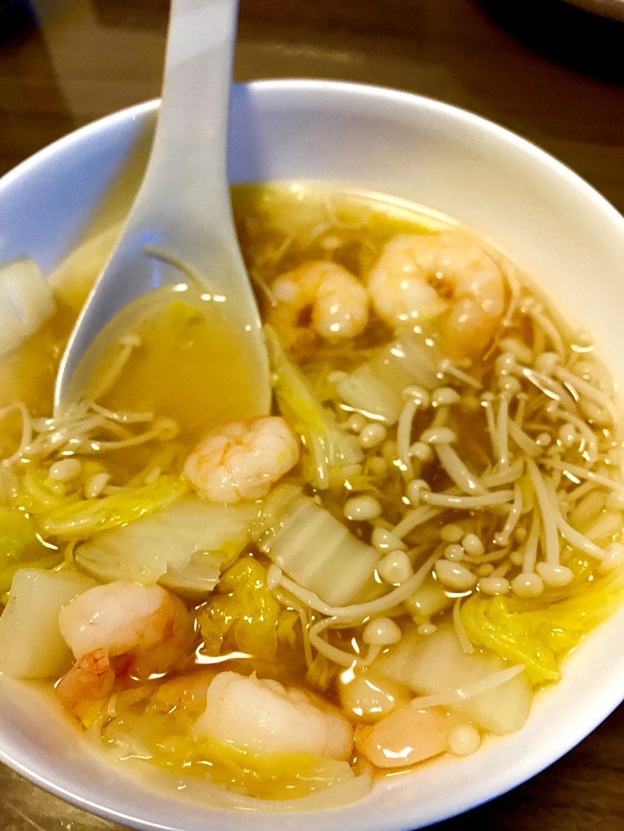 エビ白菜えのきの中華スープ☆簡単さっぱりの画像