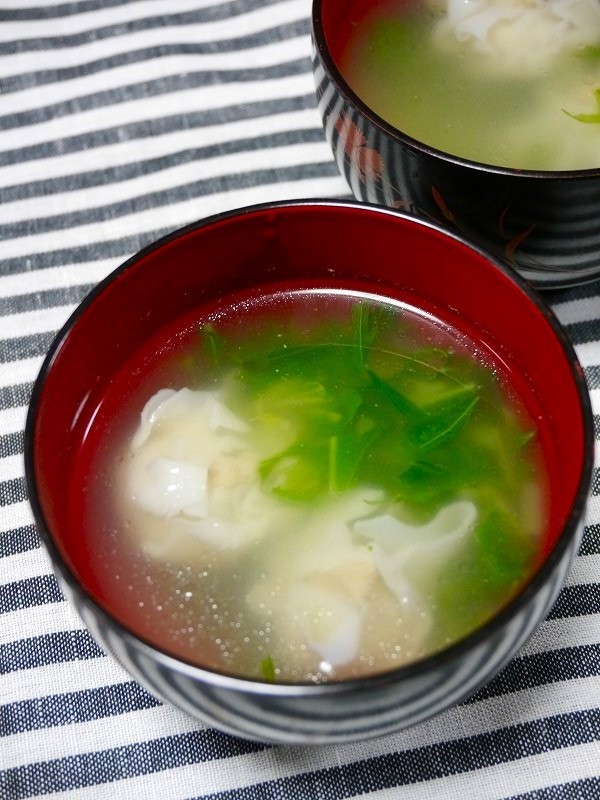 簡単！焼売と水菜の中華スープの画像