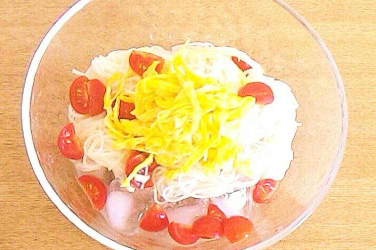 一番簡単 トマトと卵でカラフルそうめん レシピ 作り方 By ゆこりん クックパッド 簡単おいしいみんなのレシピが370万品