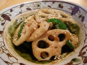 簡単副菜☆レンコンとピーマンの甘味噌炒め