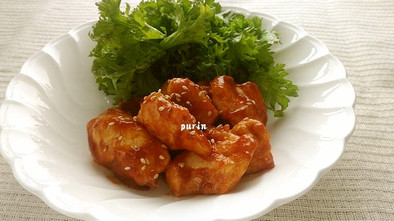 鶏胸肉　de　韓国風甘辛炒めの写真