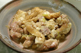 鶏と厚揚げとねぎの炒め煮