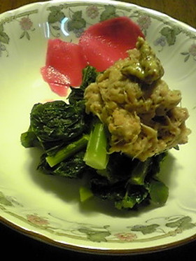 菜花のお浸し納豆がけ♪