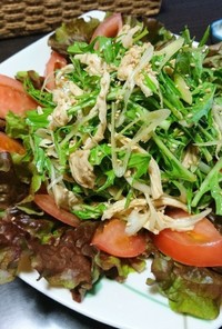 鶏むね肉と水菜の中華風サラダ