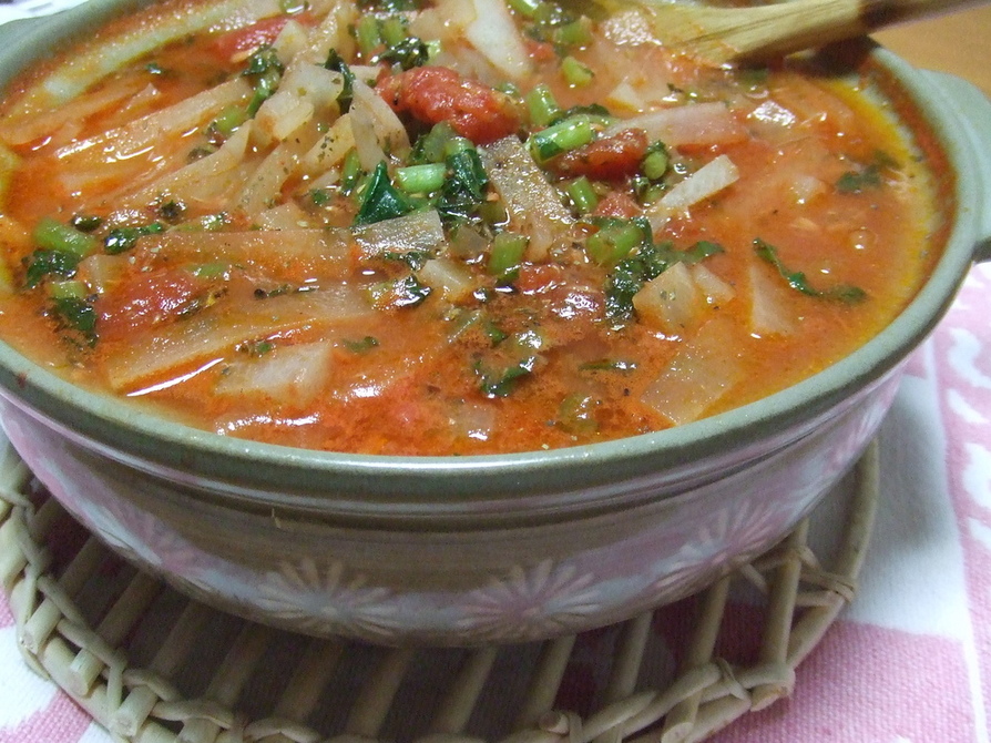 とても簡単大根トマトの鍋スープの画像