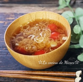 みょうが香る*ミニトマトの味噌汁*