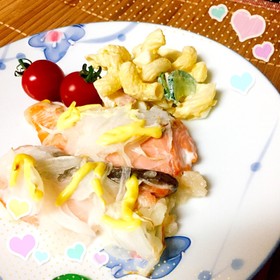 鮭の塩麹と玉ねぎスライスのっけ焼き