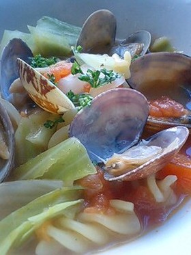 あさりのトマトスープ☆ミネストローネ風