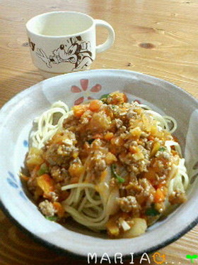 皮なしウインナーのミートスパゲティ