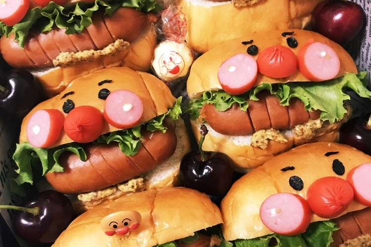 キャラ弁 ホットドッグdeあんぱんまん レシピ 作り方 By ぴんくまいまい クックパッド