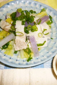白菜、サラダ大根と豚バラの茹でサラダ