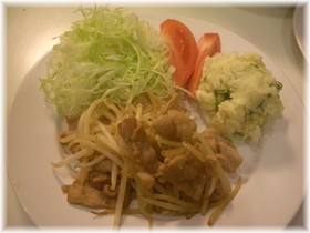 シャキシャキもやし♪と豚の生姜焼き