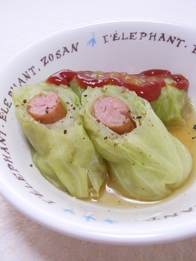 簡単にウインナーでロールキャベツ♪