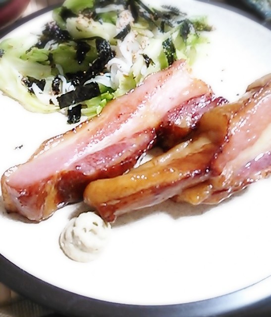 ブロックベーコンのステーキ　～山葵での画像