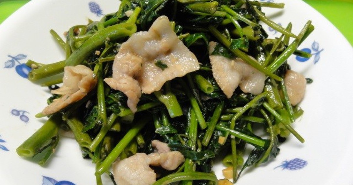 ＊空芯菜と豚バラのにんにく炒め＊ by yamabuki1 【クックパッド】 簡単おいしいみんなのレシピが359万品... 