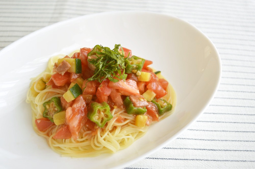 夏野菜と江戸甘味噌の冷製カッペリーニの画像