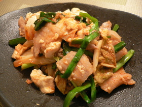 豚キムチ☆にら豚豆腐キムチ炒め♪