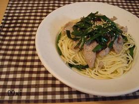 ニラ豚パスタ