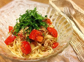 ツナとトマトの冷製パスタ