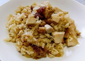 唐揚げ炊き込みご飯簡単めんつゆ2合炊飯器