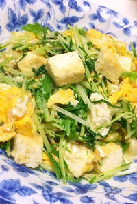 簡単♡水菜たっぷり卵豆腐チャンプルー