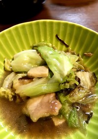 塩昆布の高野豆腐と鶏キャベツの炒めもの