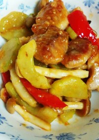 鶏肉と白瓜の味噌炒め(減塩レシピ）