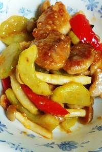 鶏肉と白瓜の味噌炒め(減塩レシピ）